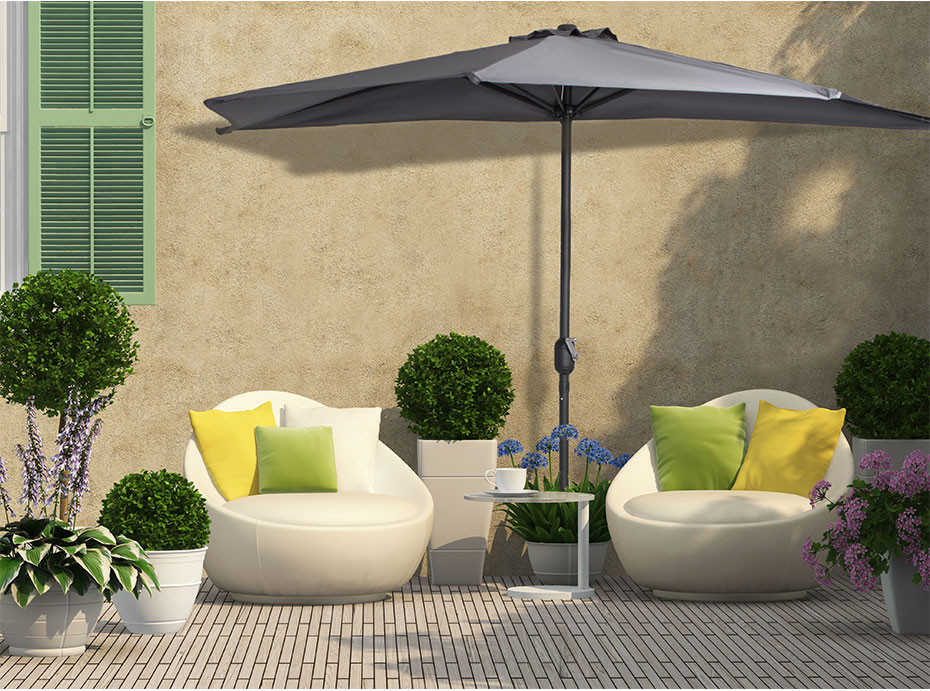 Super demi parasol déporté à manivelle ombrage 270 cm achat ...