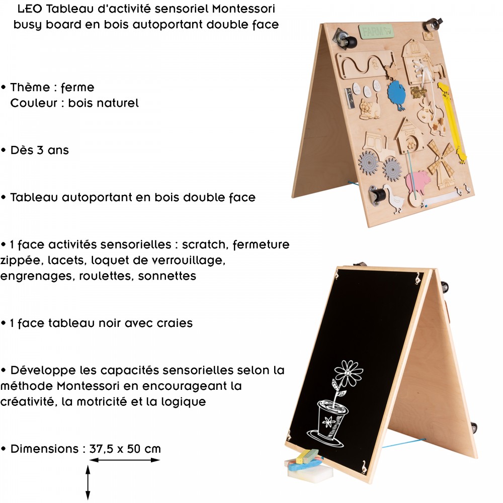 14 en 1 Montessori Busy Board, Portable Tableau Sensoriel d'Activités en  Bois Double Face avec Planche à Dessin,Parcours Motricité Bébé avec Horloge  et Diverses Serrures pour Enfants 1 2 3 4 Ans 