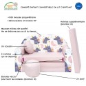 Nino canapé convertible lit pour enfant avec pouf et coussin oeko-tex rose  avec zigzag - Conforama