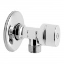 Robinet vanne d'angle chrome avec rosace 1/2" x 3/8"