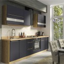 GLAM Ensemble meubles de cuisine L260 cm bleu mat et bois - plan de travail non inclus