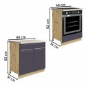 GLAM Ensemble meubles de cuisine L260 cm bleu mat et bois - plan de travail non inclus