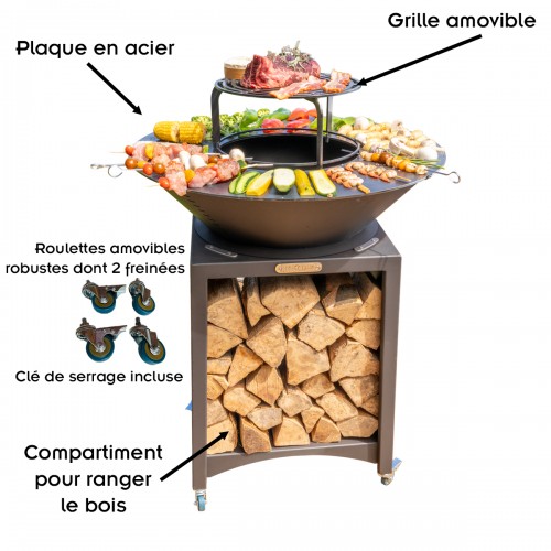 FIESTA Brasero haut de qualité barbecue plancha en acier épais peint Noir