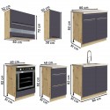 GLAM Ensemble meubles de cuisine L260 cm bleu mat et bois - plan de travail non inclus