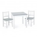 Ensemble JOY Table et 2 chaises en bois blanc et gris