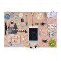 MIA Tableau d'activité sensoriel Montessori busy board en bois Transports 75 cm avec défauts