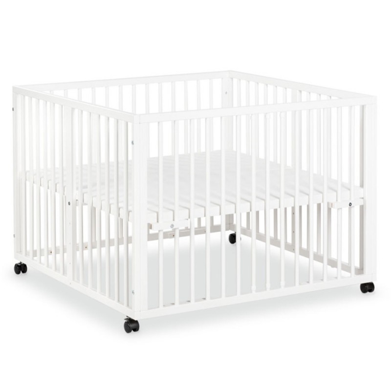 Parc Pour Bebe Reglable Jonas En Bois Avec Roulettes De 0 A 15 Kg