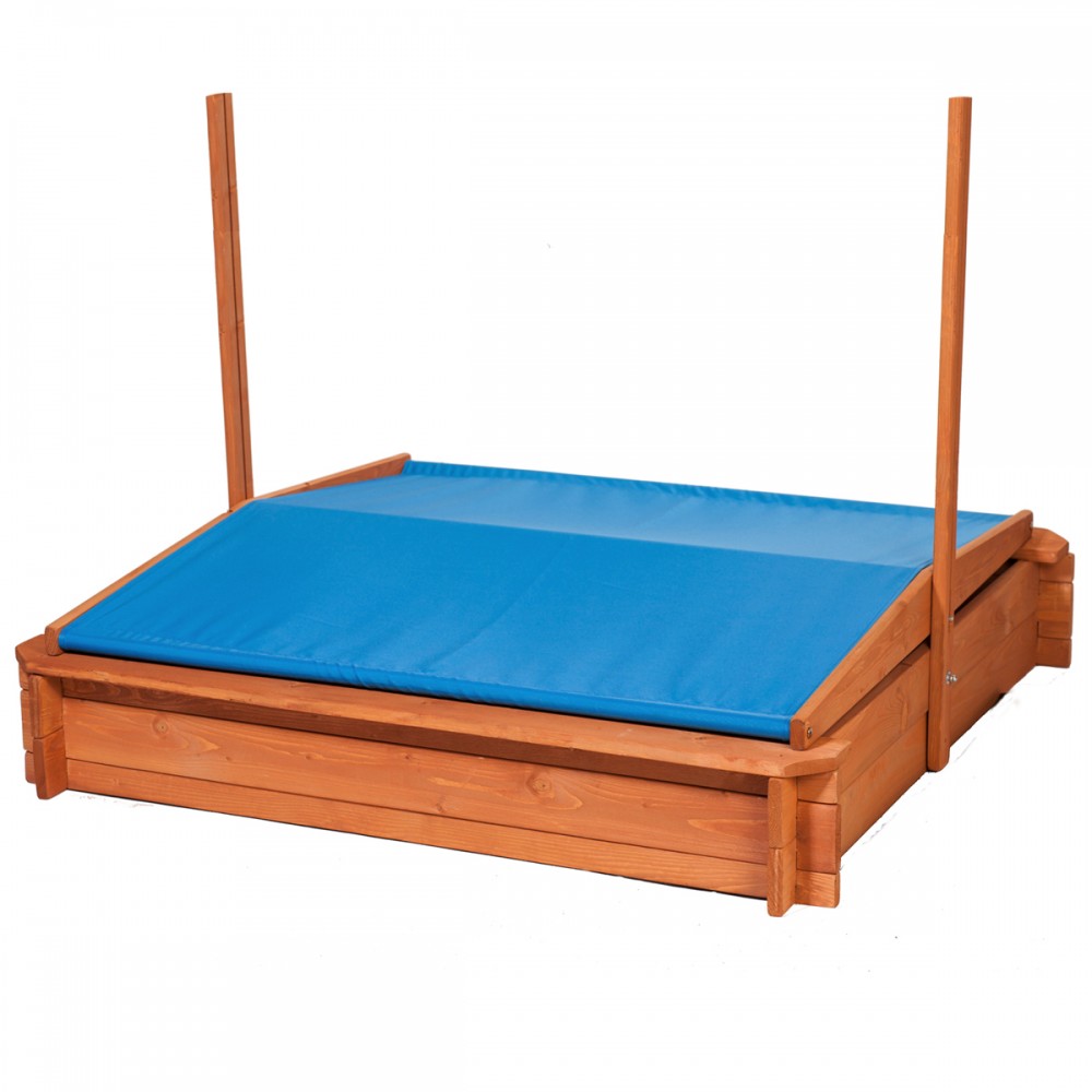 Bac à sable de jardin été extérieur en bois avec toit rotatif hauteur  ajustable enfant garçon fille bleu teamson kids tk-kf0003 - Conforama