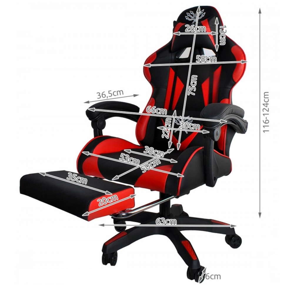 Fauteuil gaming fauteuil de bureau gamer fonction audio pivotant réglable  accoudoirs relevables rouge noir