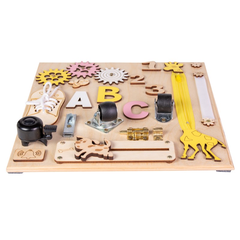 Tableau d'activité en bois busy board Montessori pour enfant dès 3 ans