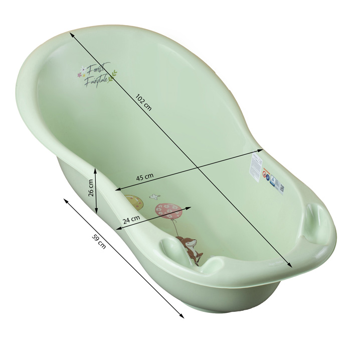Baignoire bébé thermomètre intégré en 86 ou 102 cm. Pied en option.