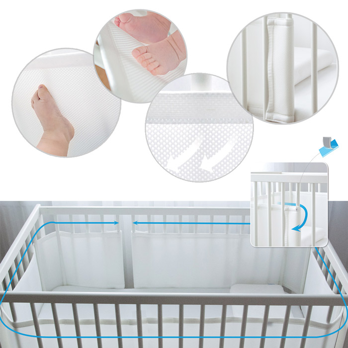 Bump air tour de lit bébé respirant protection de barreaux 180 cm uni -  Conforama