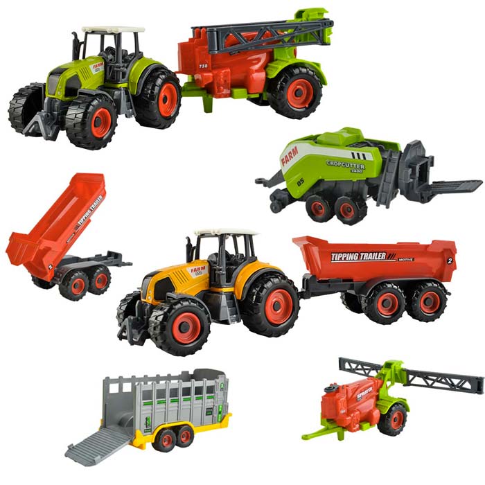 FARM Coffret jeu 6 engins agricoles jouets enfants tracteurs