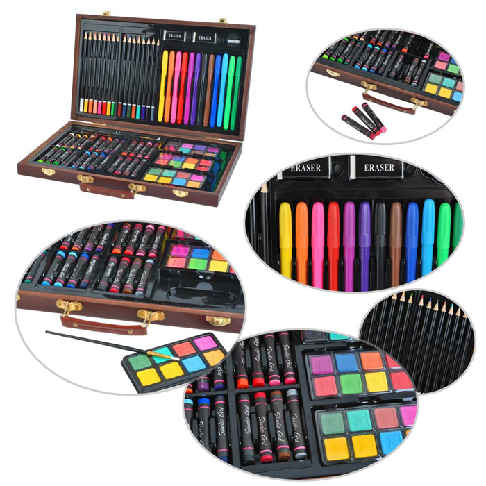 Mallette crayons coloriage coffret dessin 81 pièces au meilleur
