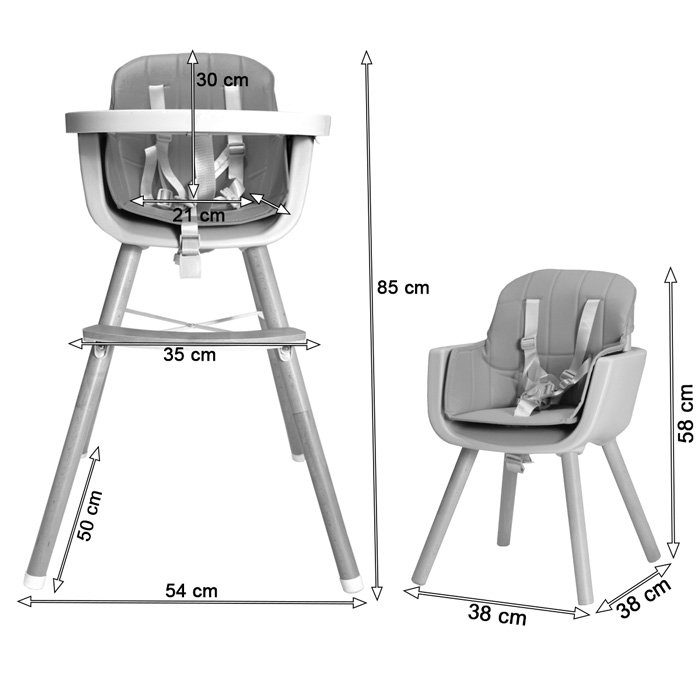 Chaise haute évolutive en bois scandinave pour bébé