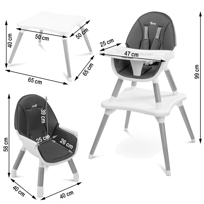 Chaise haute scandinave 2 en 1 évolutive en table et chaise pour